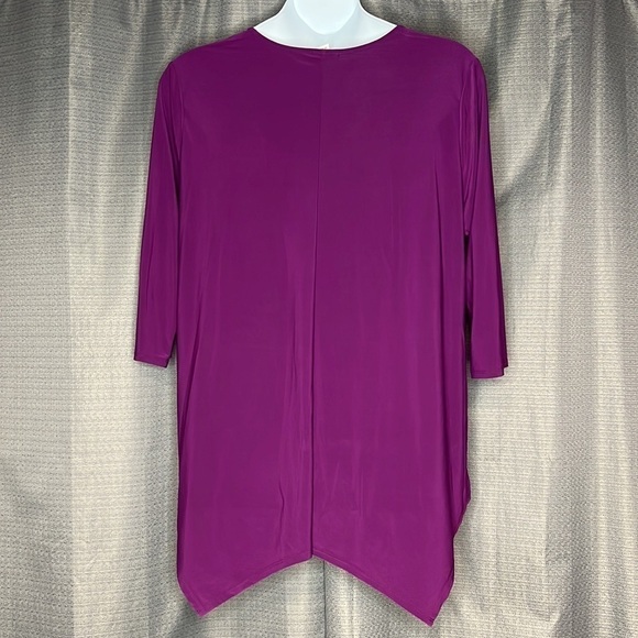 BLOSSOM BY P PURPLE 3/4 SLEEVED ASYMMETRICAL HANKY HEM BLOUSE SIZE 3XL - Picture 5 of 6
